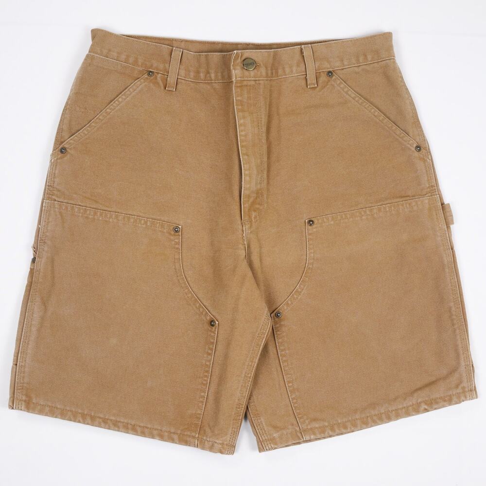 Vintage Carhartt B80 BRN Brown Double Knee Carpenter Shorts Size 34.5